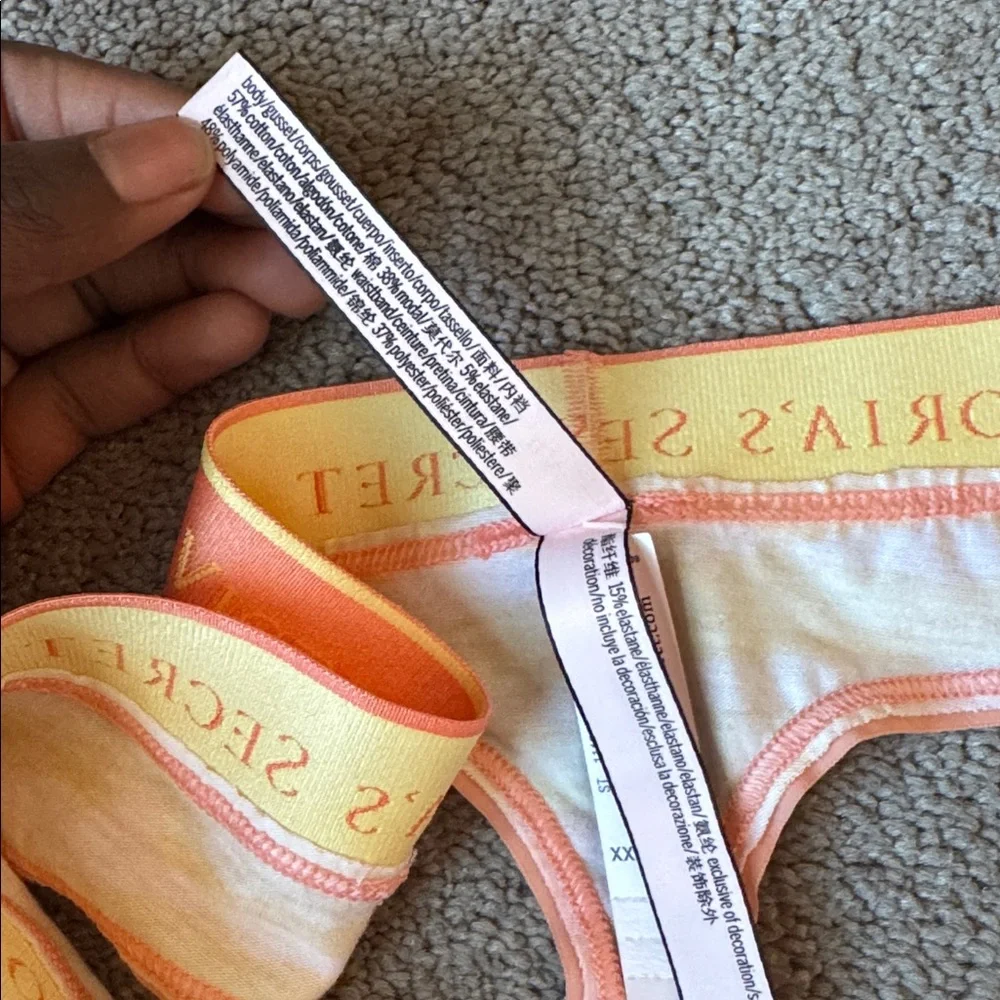 Victoria’s Secret Tie Dye Vanilla Dream White Cotton Logo Thong Panty SIZE XXL